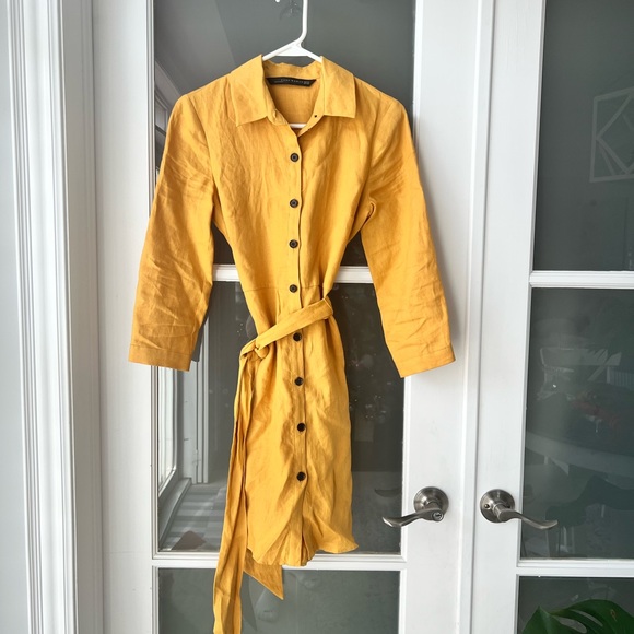 Zara yellow Linen dress - Picture 2 of 6